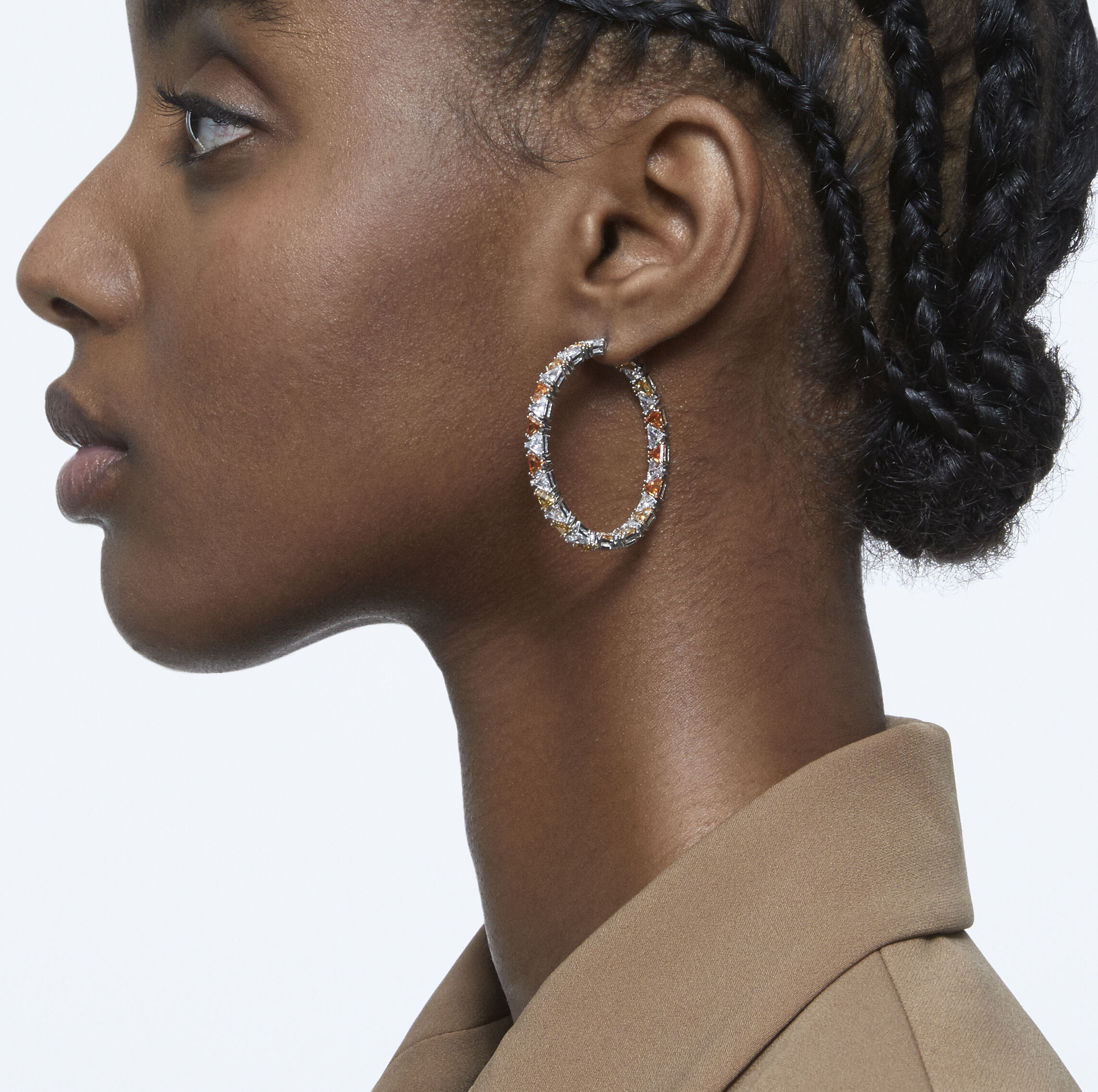 Swarovski hoop earrings deals silver